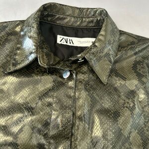 Zara Shimmering Olive Snake Print Jacket